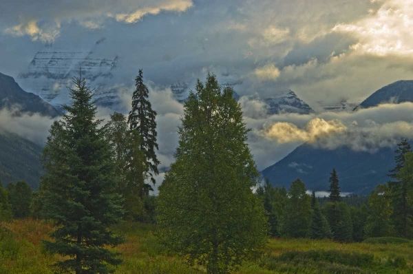 Canada, BC, Mt Robson PP Clouds over Mountains